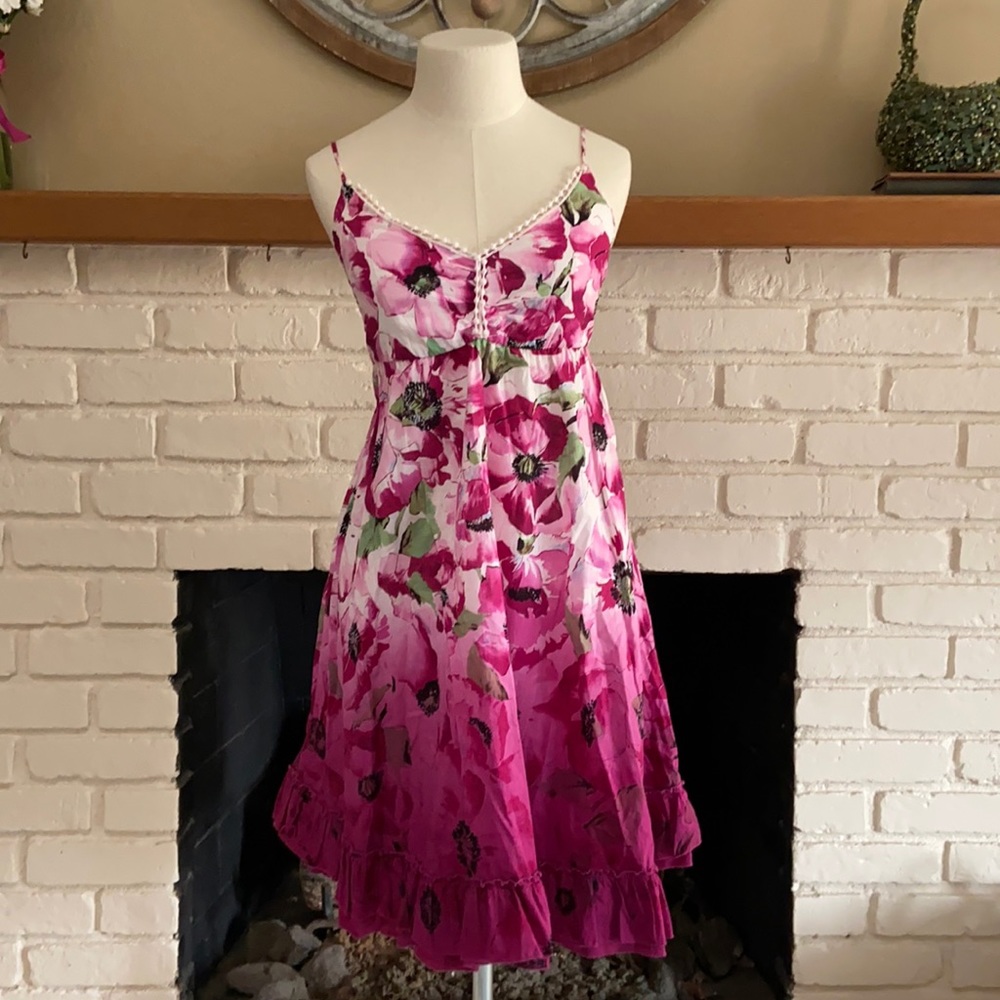 alberto makali Floral Empire Waist Knee Length Dress